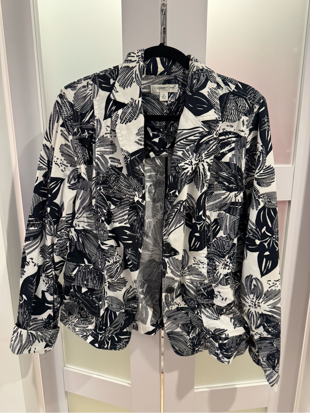 Coldwater Creek Black and White Floral Jacket
